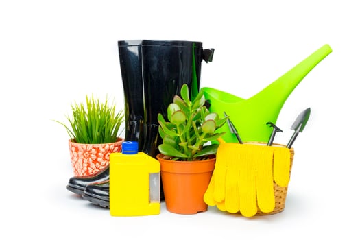 Garden tools isolated on white photo