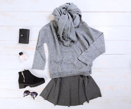 Overhead view of woman's casual outfits photo