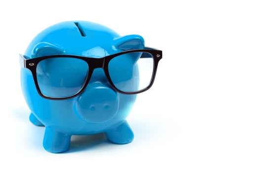 Blue piggy bank or money box photo