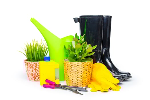 Garden tools isolated on white photo