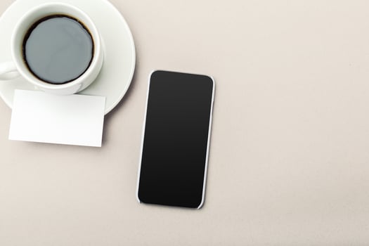 Blank card with coffee cup with space photo