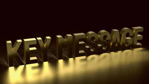 The gold text key message on black Background 3d rendering. photo