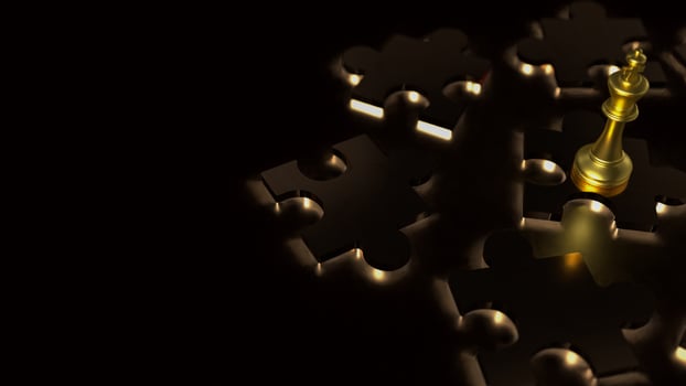 The gold king and jigsaw for Business 3d rendering. photo