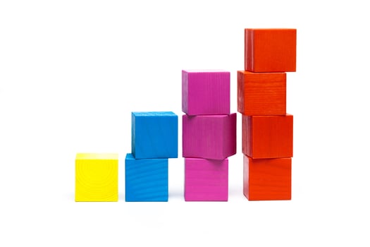 colored children cubes on white isolated background photo