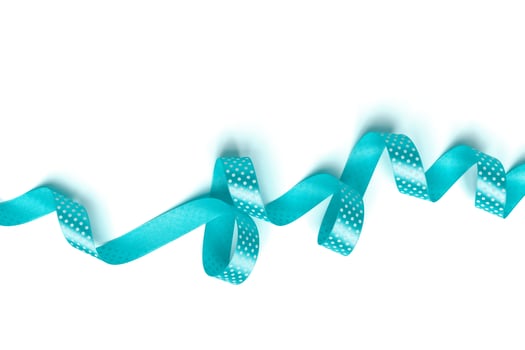 Shiny blue ribbon isolated on white photo