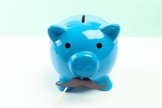 Blue piggy bank or money box photo