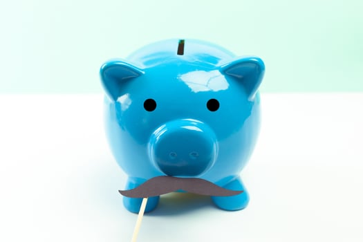 Blue piggy bank or money box photo