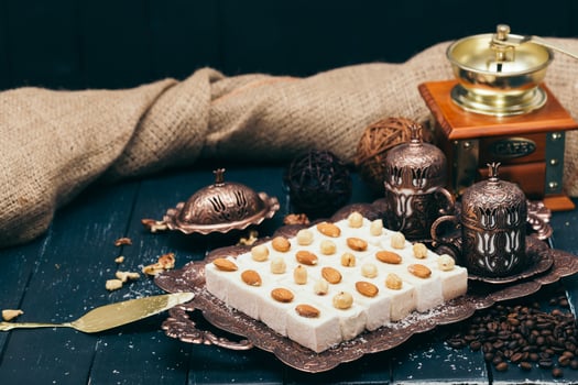 traditional eastern desserts on wooden background photo