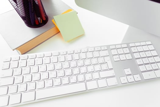 White office desk table photo