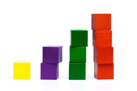 colored children cubes on white isolated background photo