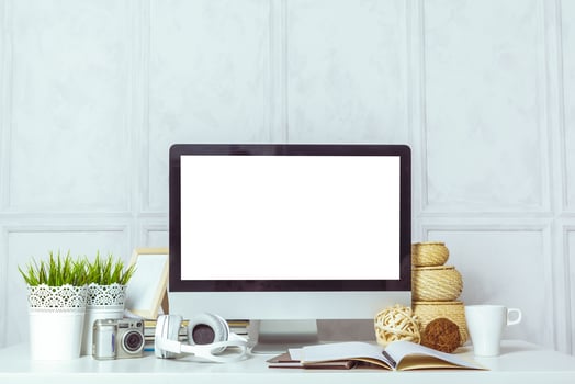 working table with computer photo