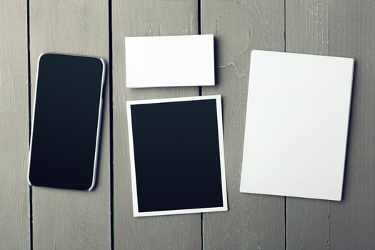Blank card with coffee cup with space photo