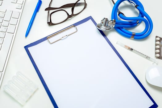 doctor workplace with a stethoscope photo