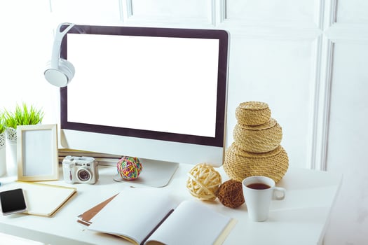 working table with computer photo