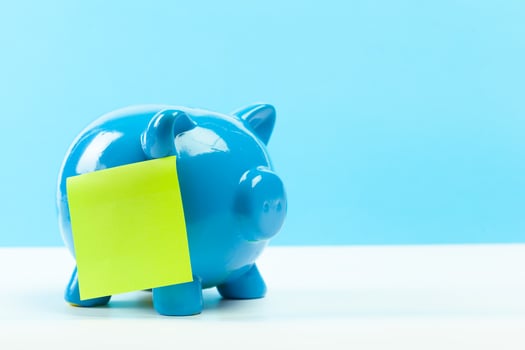Blue piggy bank or money box photo