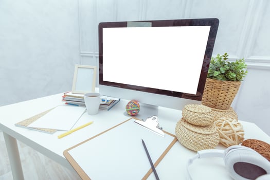 working table with computer photo
