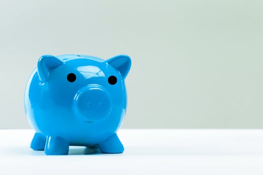 Blue piggy bank or money box photo