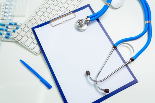 doctor workplace with a stethoscope photo