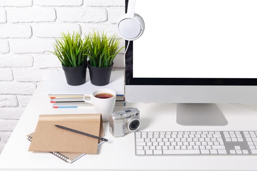 working table with computer photo