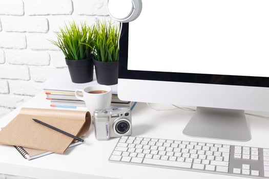 working table with computer photo
