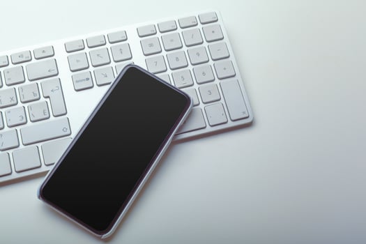 Close up image of computer office keyboard on a white background photo