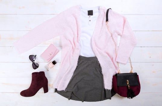 Overhead view of woman's casual outfits photo
