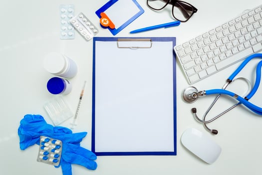 doctor workplace with a stethoscope photo