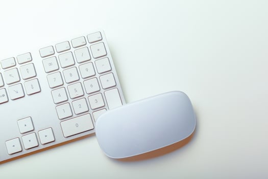 Close up image of computer office keyboard on a white background photo