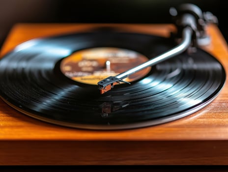 vintage vinyl record player playing music photo