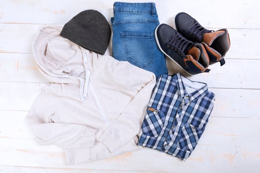 Overhead view of woman's casual outfits photo