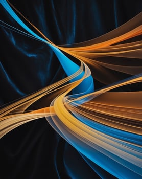 Abstract blue and orange lines on a black background photo