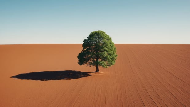 A lone tree in the middle of a desert photo