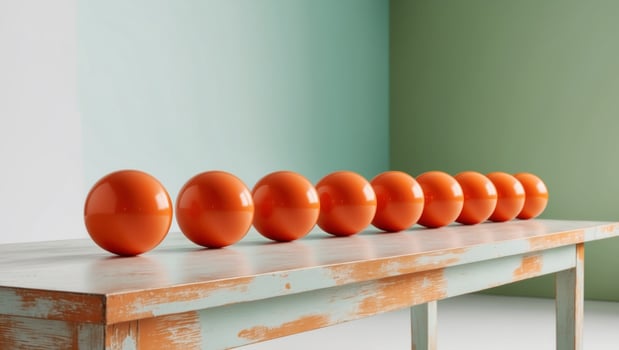A table with orange eggs on it photo