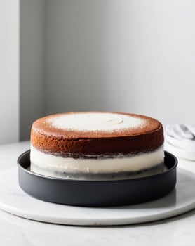 A cake sitting on top of a white plate photo