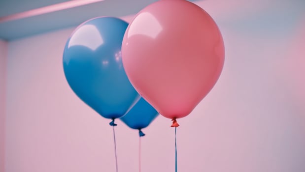 Two balloons with blue and pink colors photo