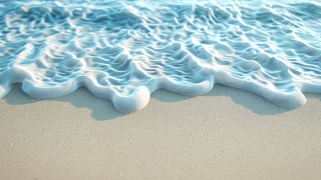 Close-up of a gentle wave lapping at the shoreline of a sandy beach. photo