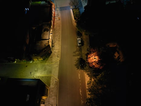 Aerial View of Illuminated Southampton Docks and Port City Centre During Dark Night. England United Kingdom. High Angle Drone's Camera Footage Captured from High Altitude on May 16th, 2024 photo