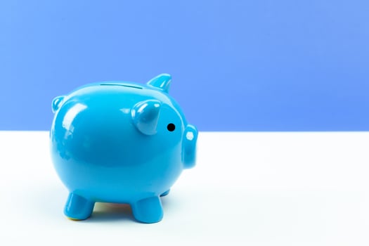 Blue piggy bank or money box photo