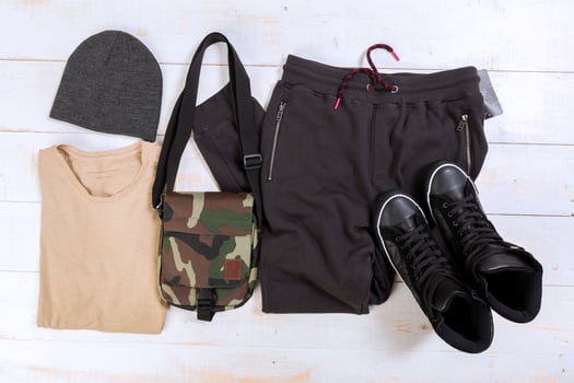 Overhead view of woman's casual outfits photo