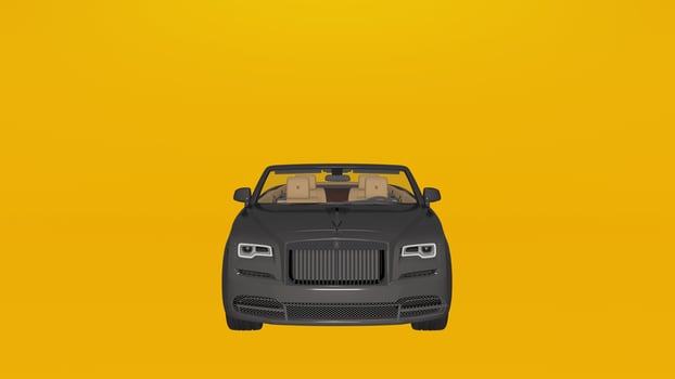 A black rolls royce car on a yellow background photo