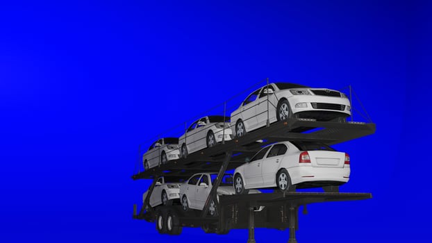 A truck with several cars on it photo
