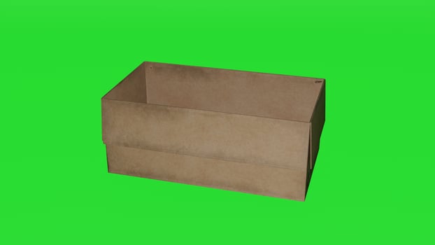A cardboard box on a green screen photo
