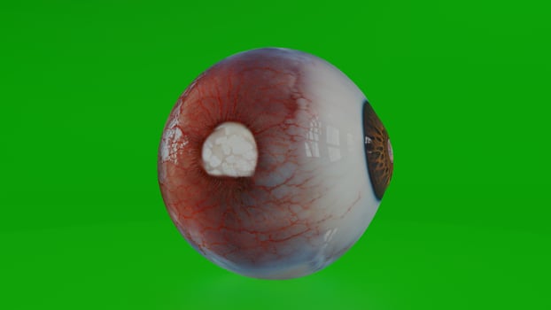 An eye with a green background photo
