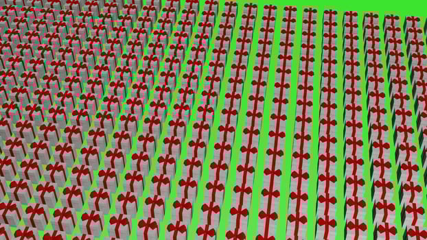 A large number of red and white arrows on a green background photo