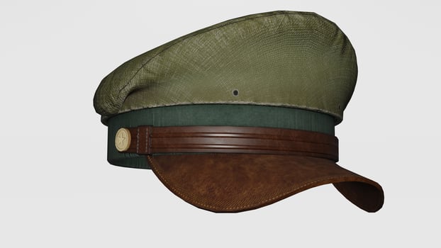 A hat with a green and brown band photo