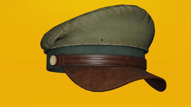 A hat with a green and brown color photo