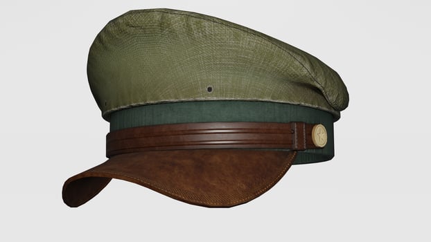 A hat with a green and brown band photo
