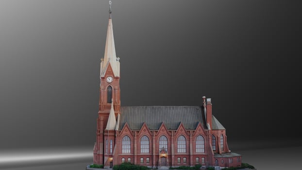 A large church with a clock tower on top photo