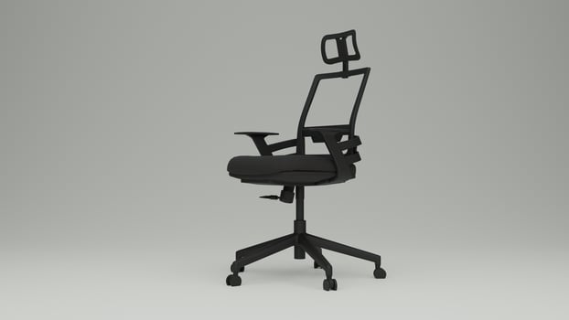 A black office chair with a headrest and armrests photo