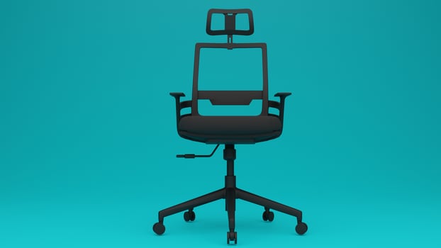 A black office chair with a headrest and armrests photo
